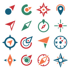 Compass Logo Symbol Icon to Find and Locate Direction Set