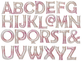 Pink rose pattern on alphabet foil balloon set with clipping pat
