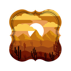 Desert inside frame icon. Landscape nature outdoor season and sant theme. Isolated design. Vector illustration