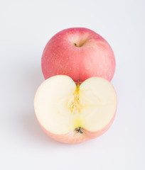 Fresh red apples on white background