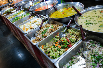 Many kind of Thai food sell in street market , Thailand