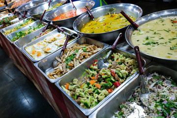 Many kind of Thai food sell in street market , Thailand