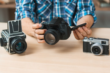 Photographing Equipment Camera Comparison Presentation Hobby Occupation Business Concept