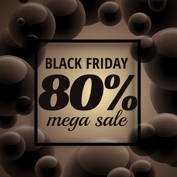 stylish black friday sale poster with dark bubbles