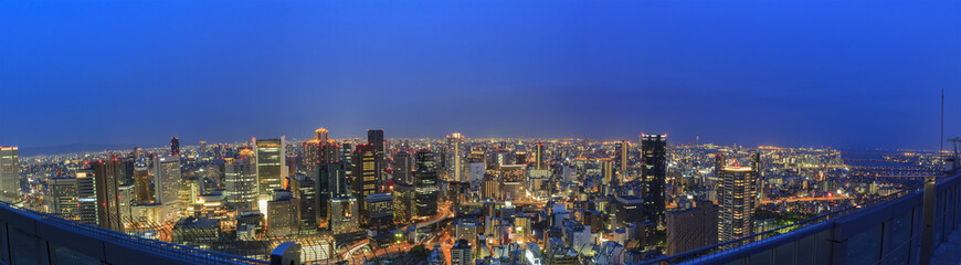 Fototapeta na wymiar The beautiful Osaka night downtown cityscape