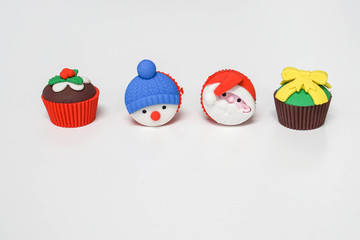 isolated Santa Claus and snowman with gift for Chrismas