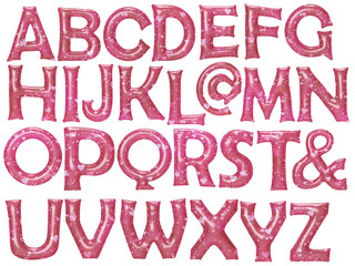Red heart pattern on alphabet foil balloon set with clipping pat