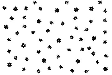 Hand drawn black flowers pattern on white background