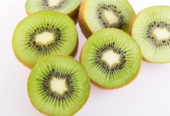 Kiwi fruit group on white background