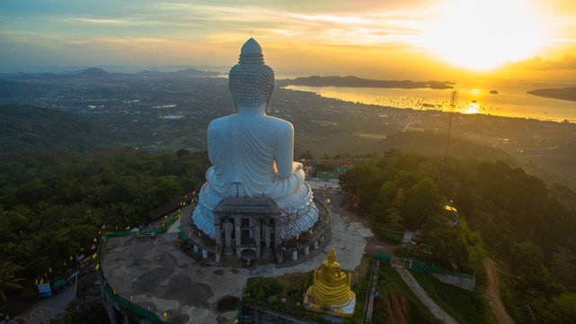 sunrise in Andaman sea in front of Phuket's big Buddha