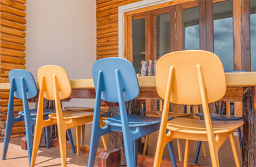 wooden table and chair