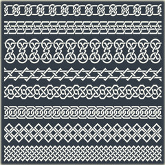 Set of seamless vintage borders in the form of celtic ornament
