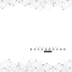Geometric abstract background with connected line and dots. Structure molecule and communication. Scientific concept for your design. Medical, technology, science background. Vector illustration.