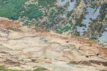 Arroyos en el Valle Glaciar del Río Tera. Vista desde Peña Trevinca. Parque Natural Lago de Sanabria y Alrededores, Zamora.
