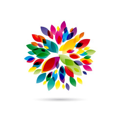 Vector icon colorful flower in abstract shape