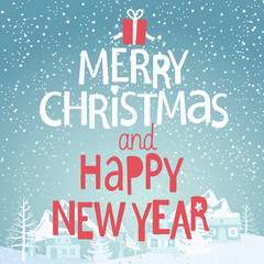 Winter background with greeting.