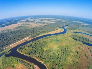 Fototapete Luftbild Over the river Mologa