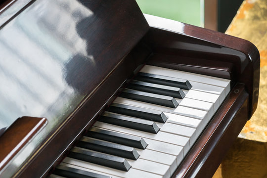 Piano keyboard of close-up
