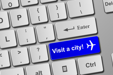 Visit a city blue keyboard button