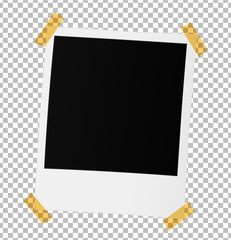 Realistic old photo frame isolated on transparent background.