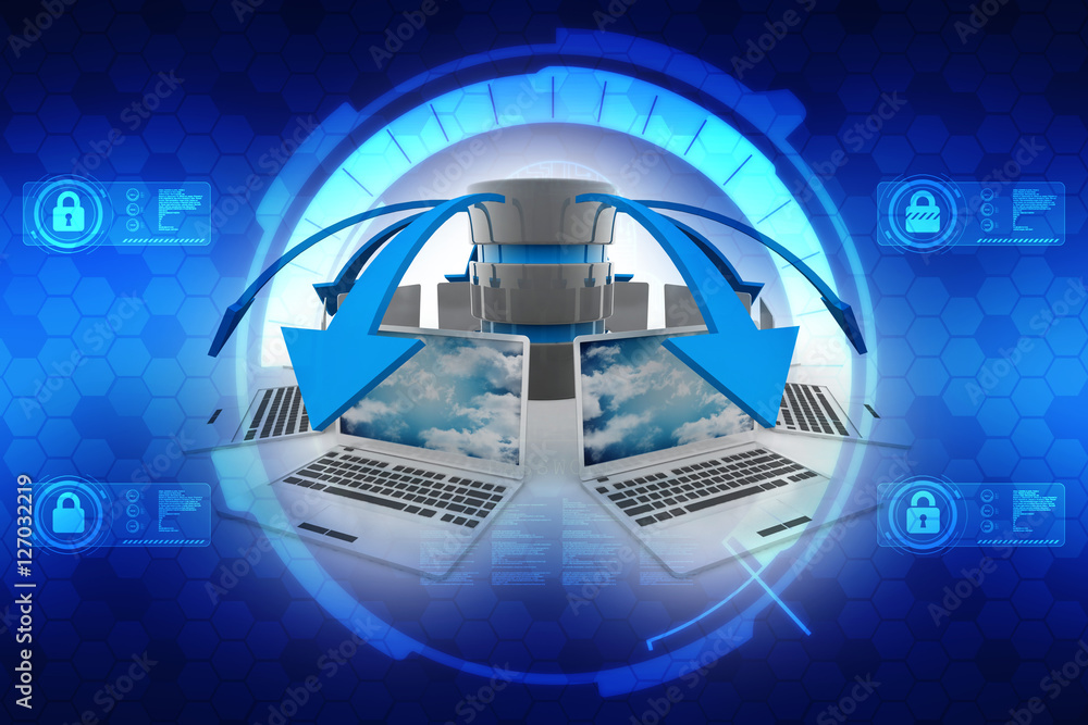 Poster computer network,3d rendering