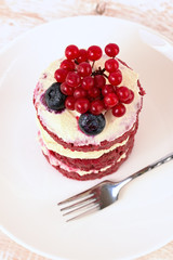 Red cake with berries