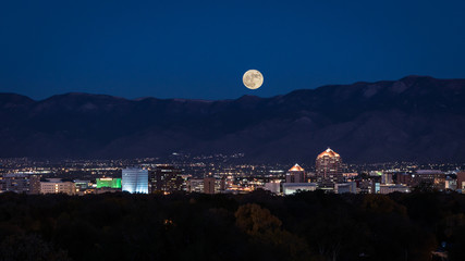 Supermoon Rising Over Albuquerque