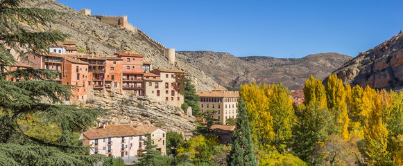 Panorama of historical Albarracin during fall season