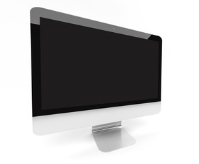Modern metallic computer on white background 3D rendering
