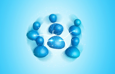 Digital blue social network on 3D rendering