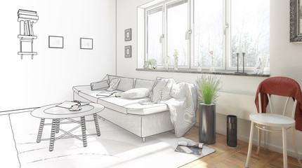 Inside my flat (drawing)