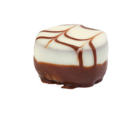 Chocolate candy with glaze of white chocolate
