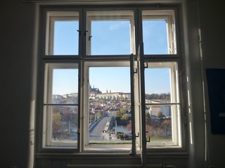 prague castle panorama out of an old window