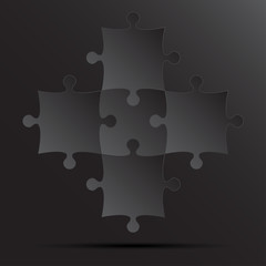 Vector 5 Black Puzzles Pieces JigSaw.