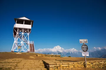 Photo sur Plexiglas Dhaulagiri Poon Hill view point with Dhaulagiri peak (8,167m) in background, Nepal.