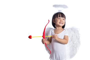 Asian Chinese little cupid with bow and arrow