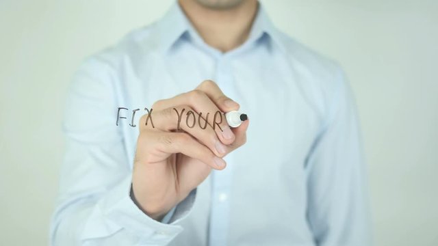 Fix Your Credit, Man Writing on Screen