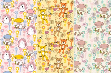 Cute hand draw seamless pattern with animal