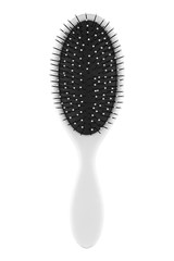 Elegant white hair comb brush with handle, isolated