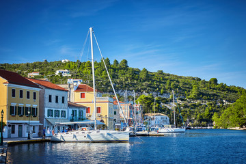 Fototapeta na wymiar Gaios port at Paxos island in Greece.