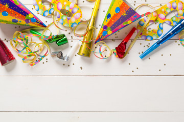 Decoration for the party. design concept. wooden white backgroun