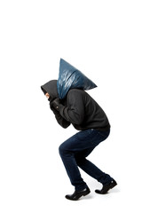 Robber slinking with large sack