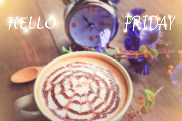 coffee latte art on wooden table