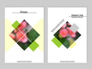 Vector brochure cover templates with blurred flowers. Business brochure cover design. EPS 10