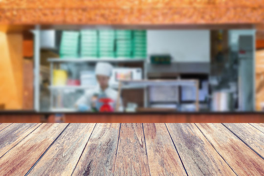 kitchen in restaurant blur background