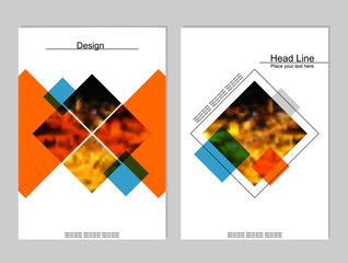 Vector brochure cover templates with blurred night cityscape. EPS10