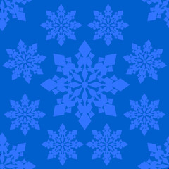 Fototapeta na wymiar Seamless vector pattern of snowflakes on neutral blue background