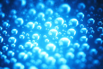 Blue water drops of on treat water-repellent surface in macro lens shot small-DOF for screen...