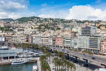 top view of city Genoa, Italy