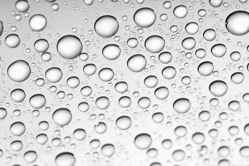 water drops of on treat water-repellent surface in macro lens shot small-DOF for screen wallpapers